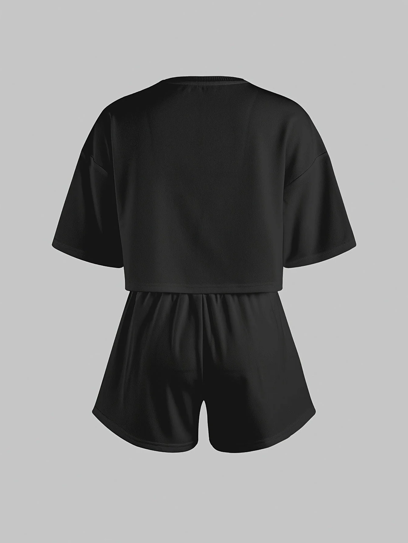 Pyjama d'intérieur décontracté pour femme avec imprimé cœurs bleus – Ensemble short et t-shirt, style cosy pour la maison - Image 11