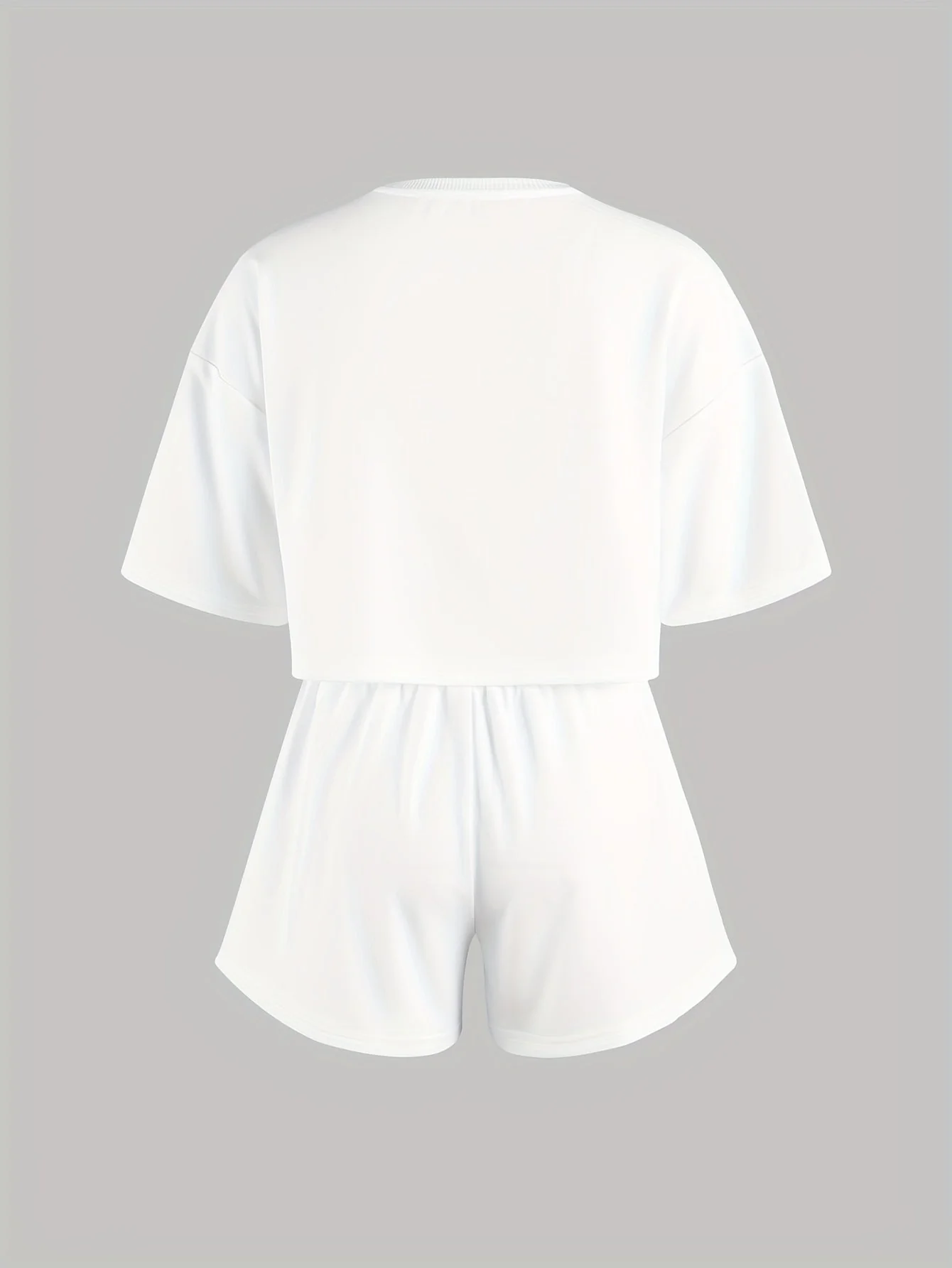 Pyjama d'intérieur décontracté pour femme avec imprimé cœurs bleus – Ensemble short et t-shirt, style cosy pour la maison - Image 8