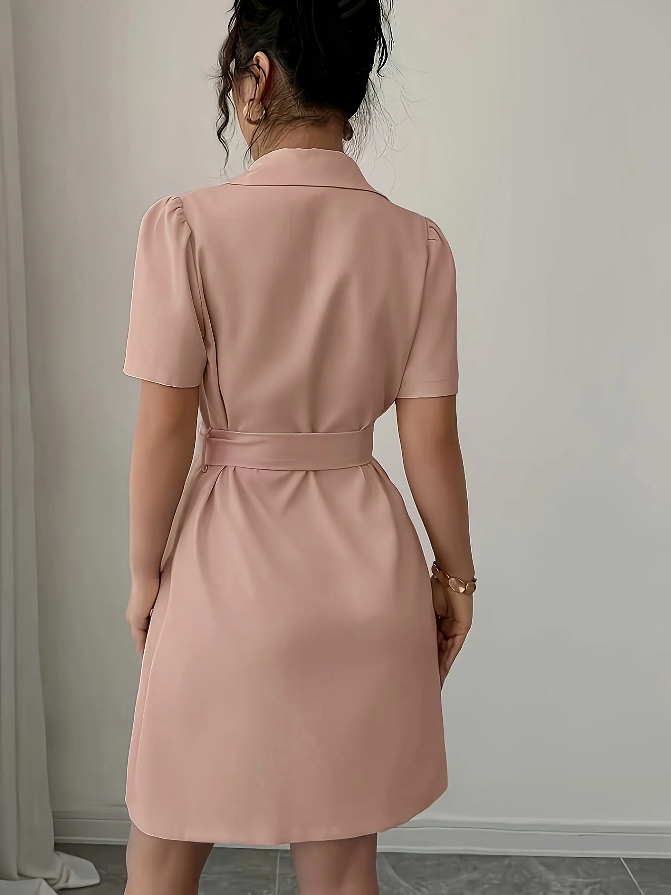 Robe blazer femme élégante à manches courtes style double boutonnage pour bureau et occasions spéciales - Image 5