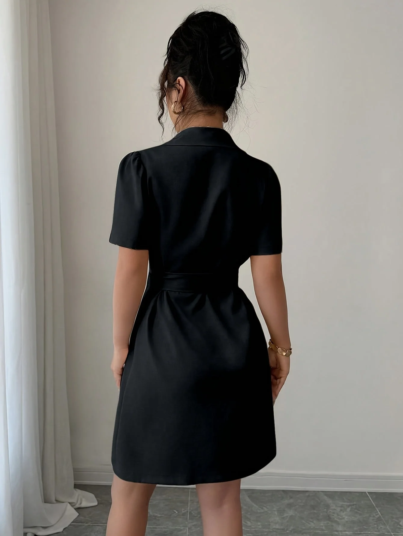 Robe blazer femme élégante à manches courtes style double boutonnage pour bureau et occasions spéciales - Image 6