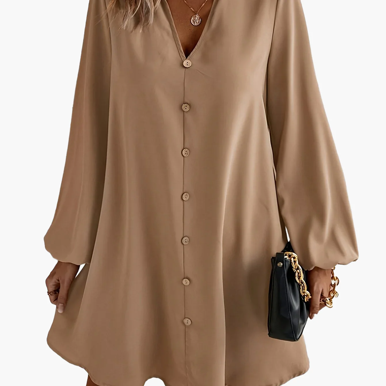 Robe chemise décontractée à boutons pour femme, style chic et moderne, idéale pour le printemps et l'été - Image 12