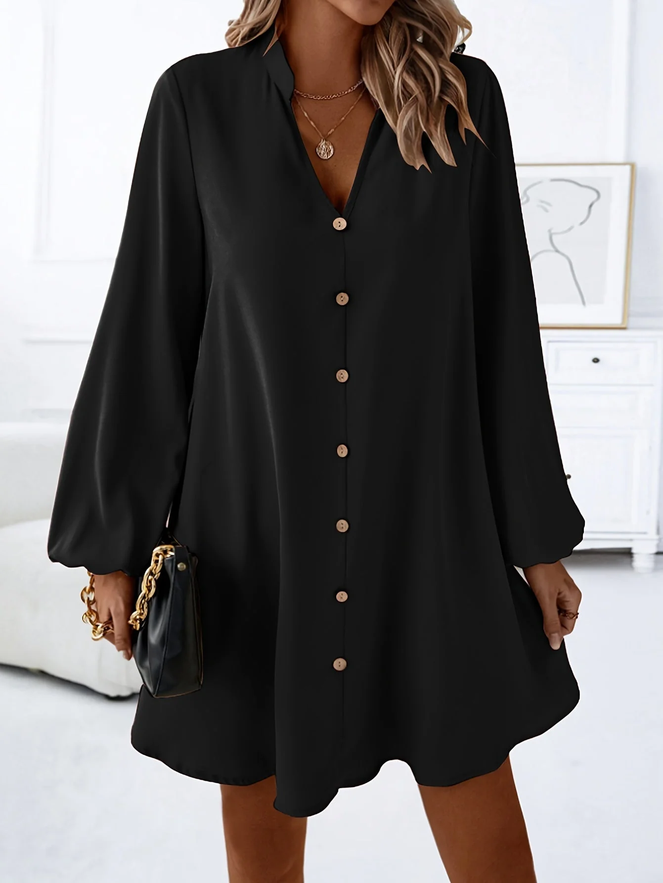 Robe chemise décontractée à boutons pour femme, style chic et moderne, idéale pour le printemps et l'été - Image 2