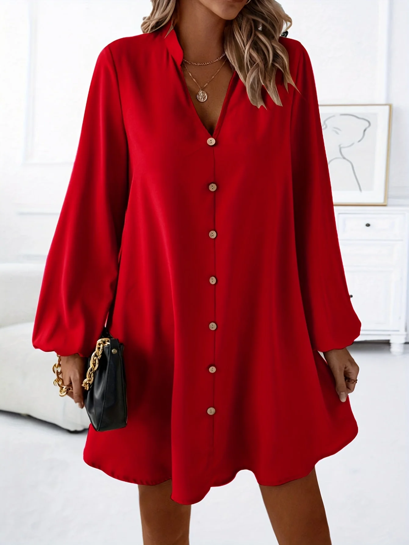 Robe chemise décontractée à boutons pour femme, style chic et moderne, idéale pour le printemps et l'été - Image 3