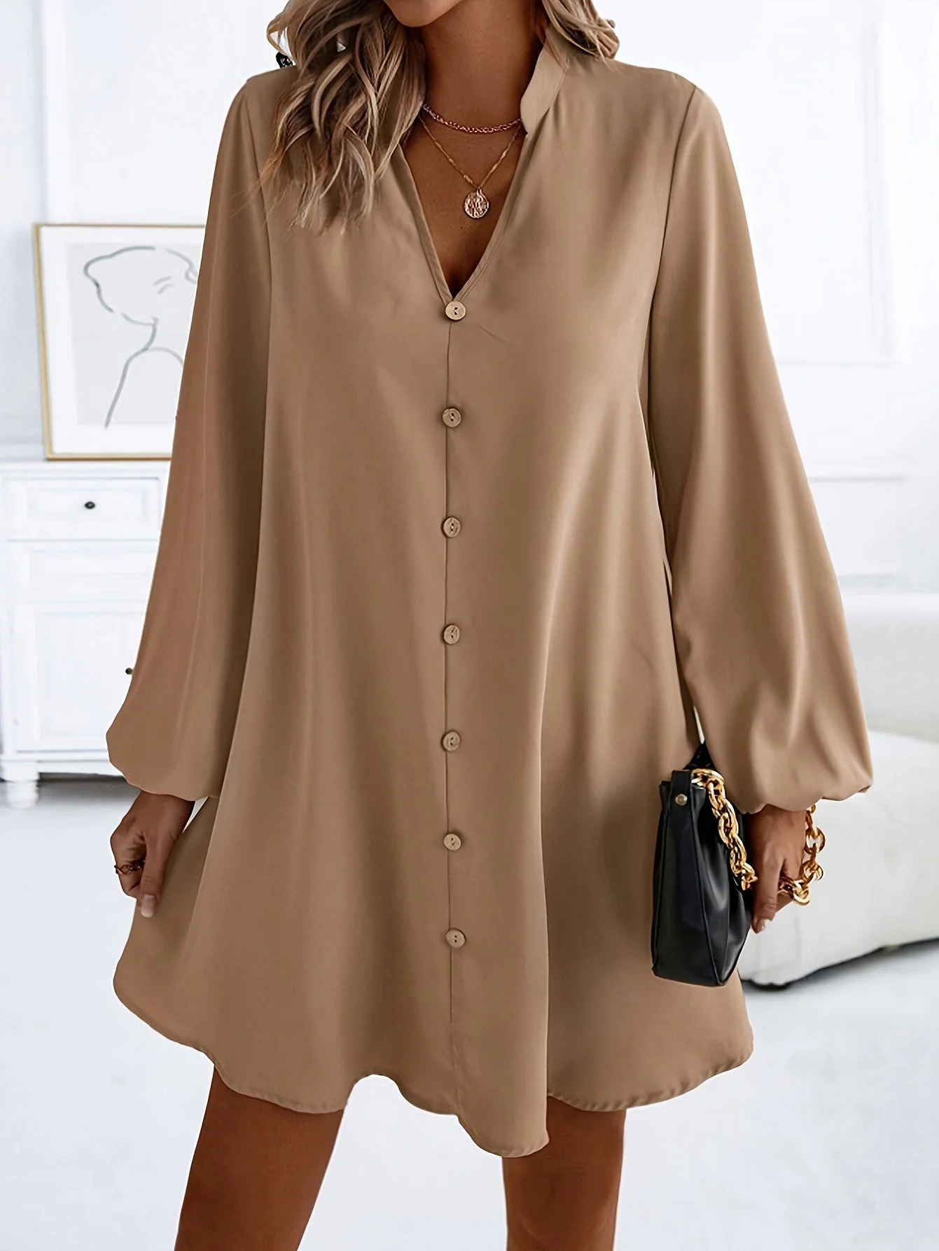 Robe chemise décontractée à boutons pour femme, style chic et moderne, idéale pour le printemps et l'été - Image 4