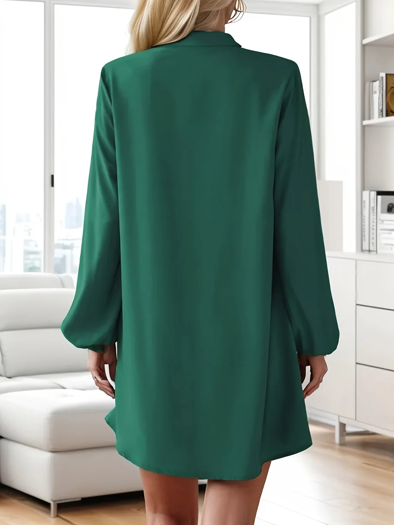 Robe chemise décontractée à boutons pour femme, style chic et moderne, idéale pour le printemps et l'été - Image 5