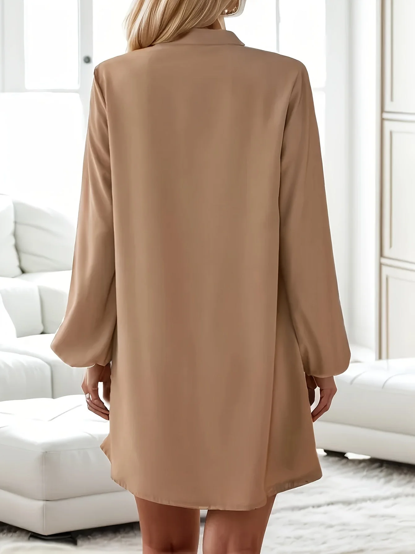 Robe chemise décontractée à boutons pour femme, style chic et moderne, idéale pour le printemps et l'été - Image 8
