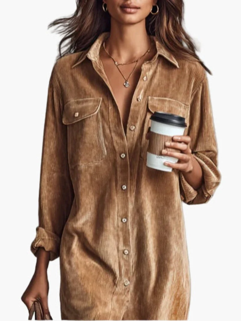 Robe chemise décontractée pour femme style urbain chic idéale au quotidien - Image 2
