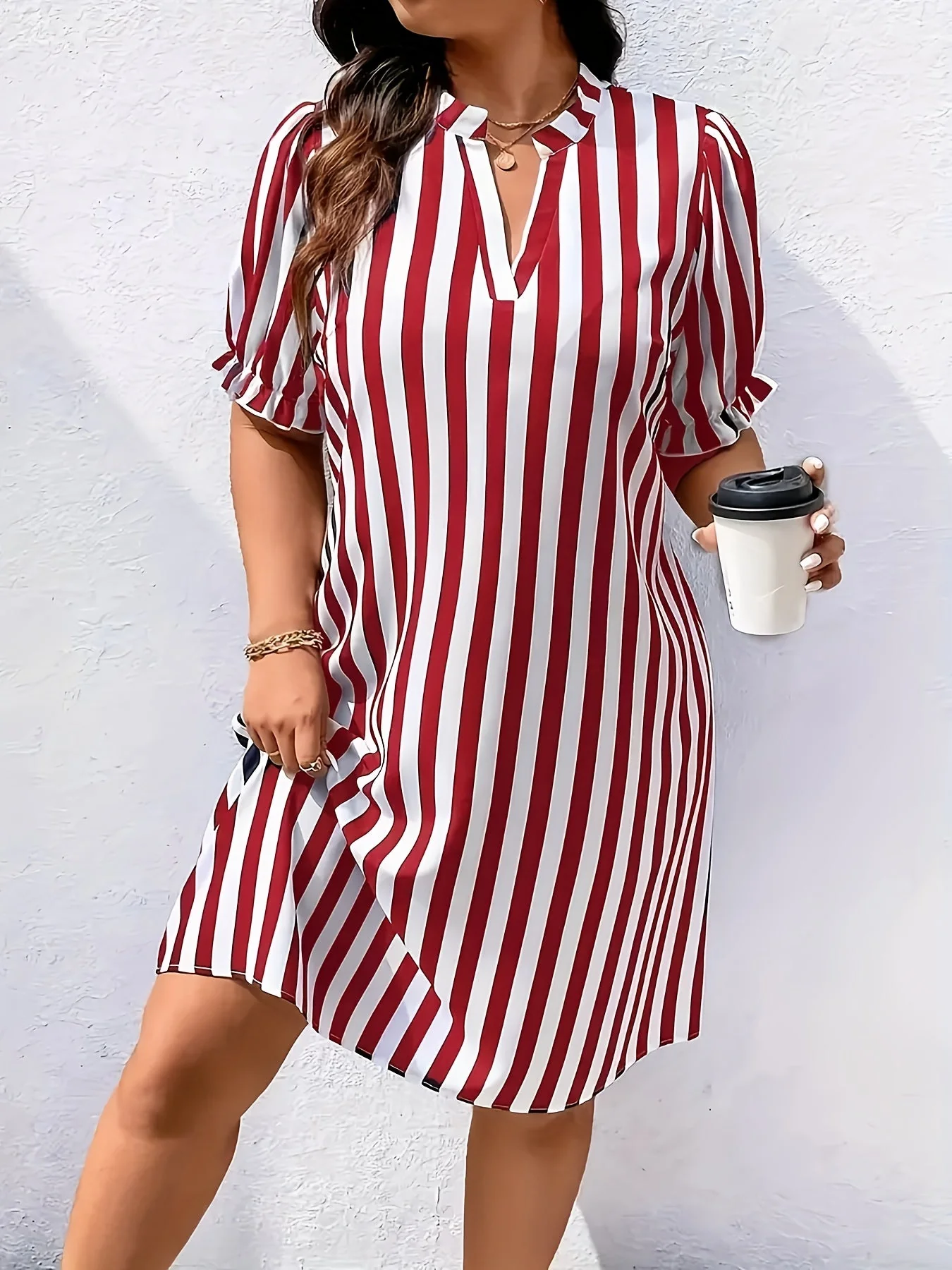 Robe chemise décontractée à rayures pour femme, style élégant pour toutes occasions - Image 7
