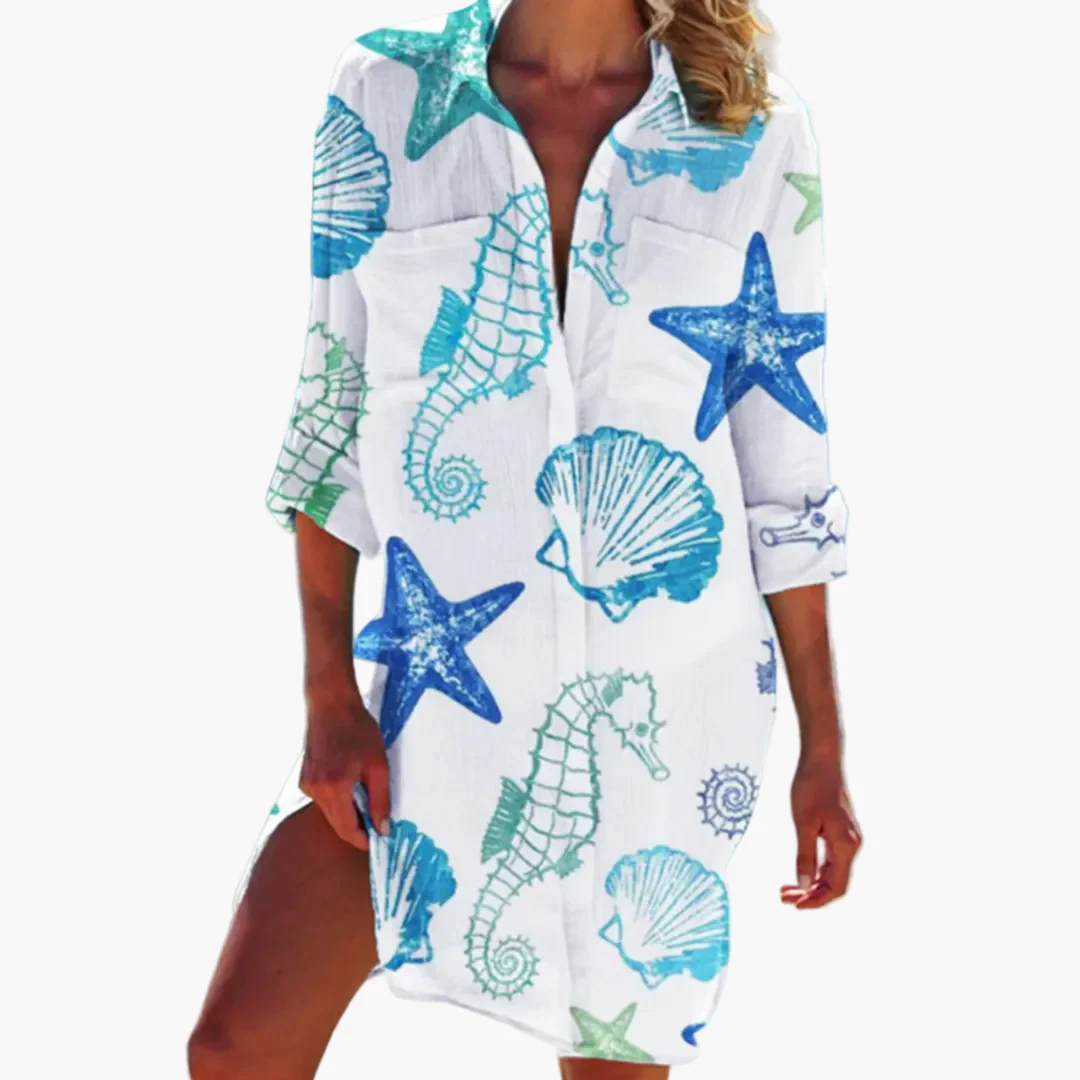 Robe Chemise Femme Style Décontracté Tie-Dye Idéale Plage et Été - Image 2