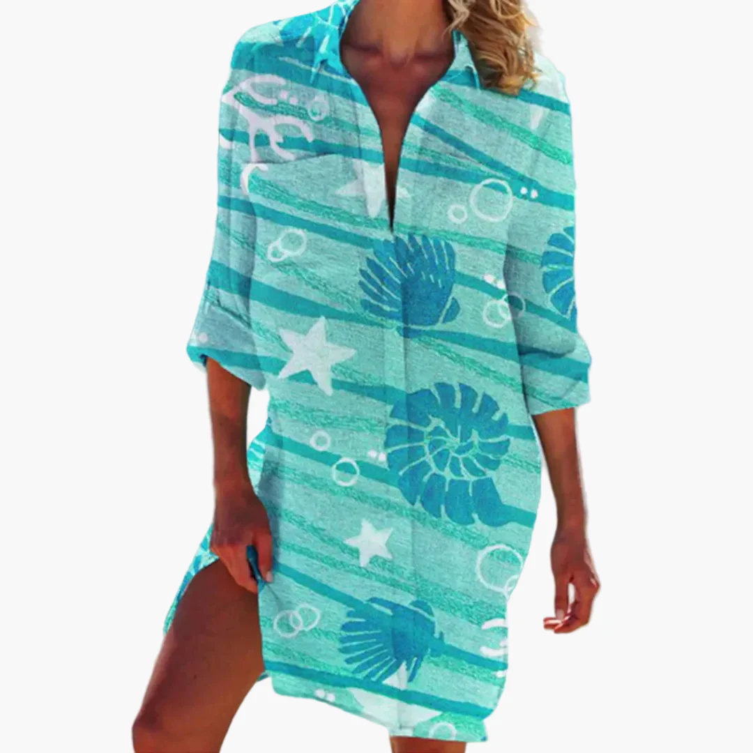 Robe Chemise Femme Style Décontracté Tie-Dye Idéale Plage et Été - Image 3