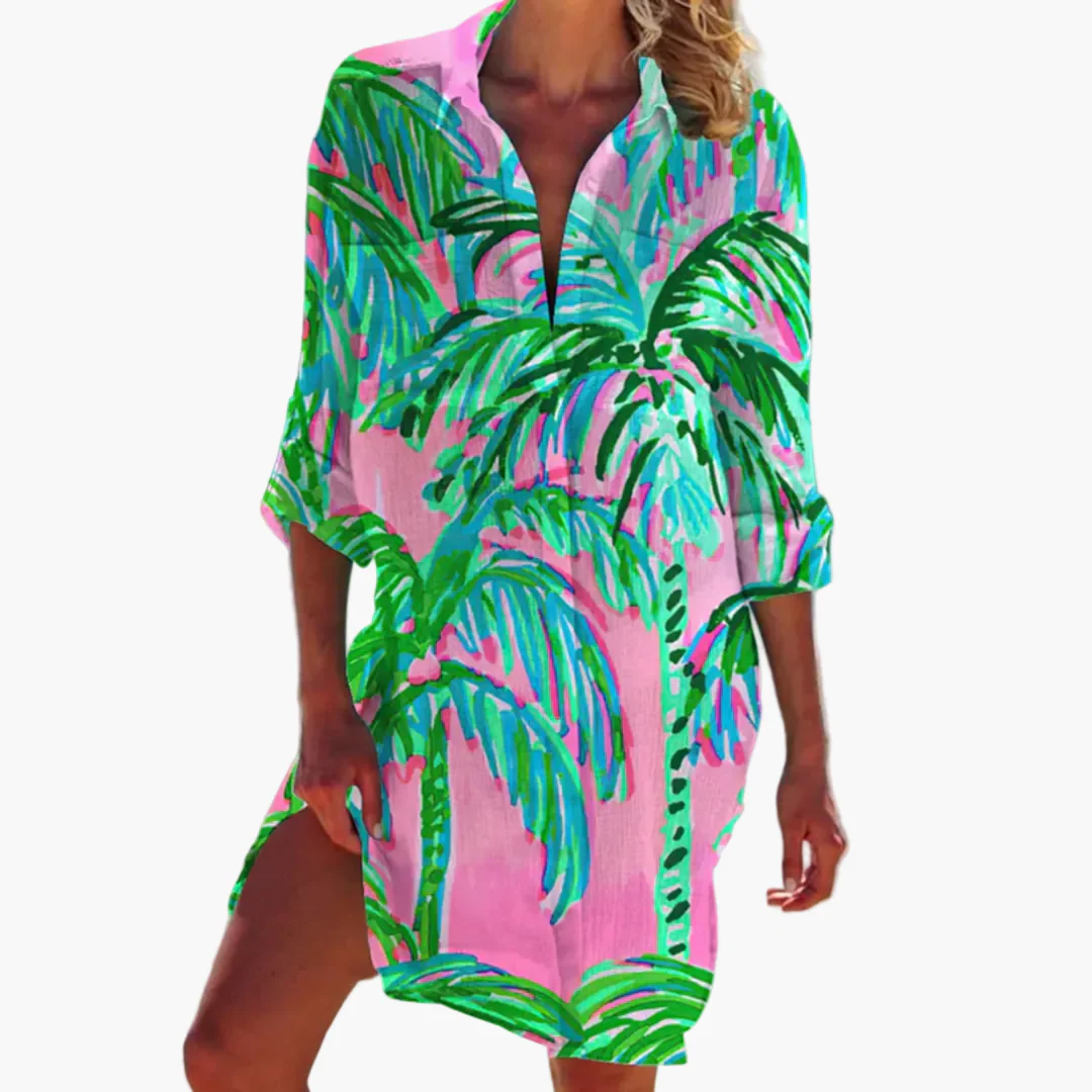 Robe Chemise Femme Style Décontracté Tie-Dye Idéale Plage et Été - Image 8
