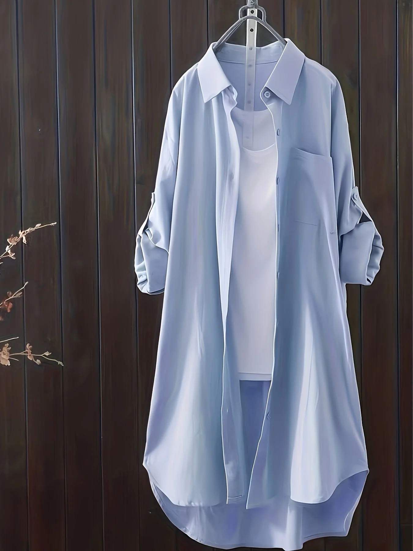 Robe chemise longue style décontracté pour femme, idéale printemps-été - Image 3