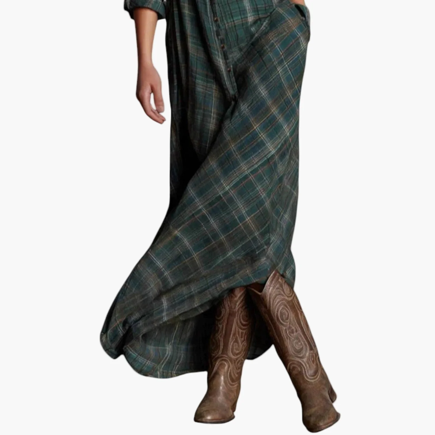Robe chemise longue western chic pour femme - Style décontracté et élégant - Image 3