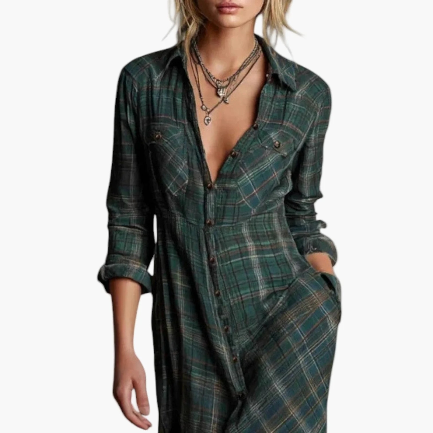 Robe chemise longue western chic pour femme - Style décontracté et élégant - Image 4