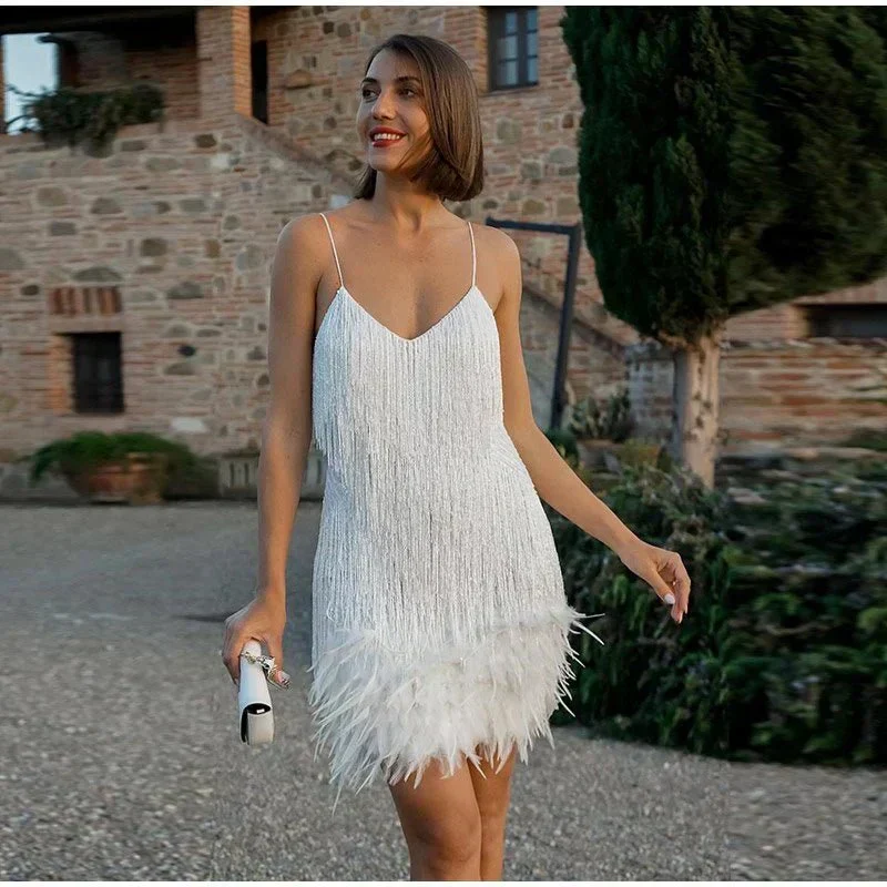 Robe de cocktail femme style années 20 à franges pour soirées élégantes - Image 2