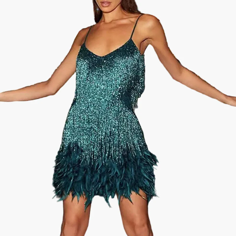 Robe de cocktail femme style années 20 à franges pour soirées élégantes - Image 3