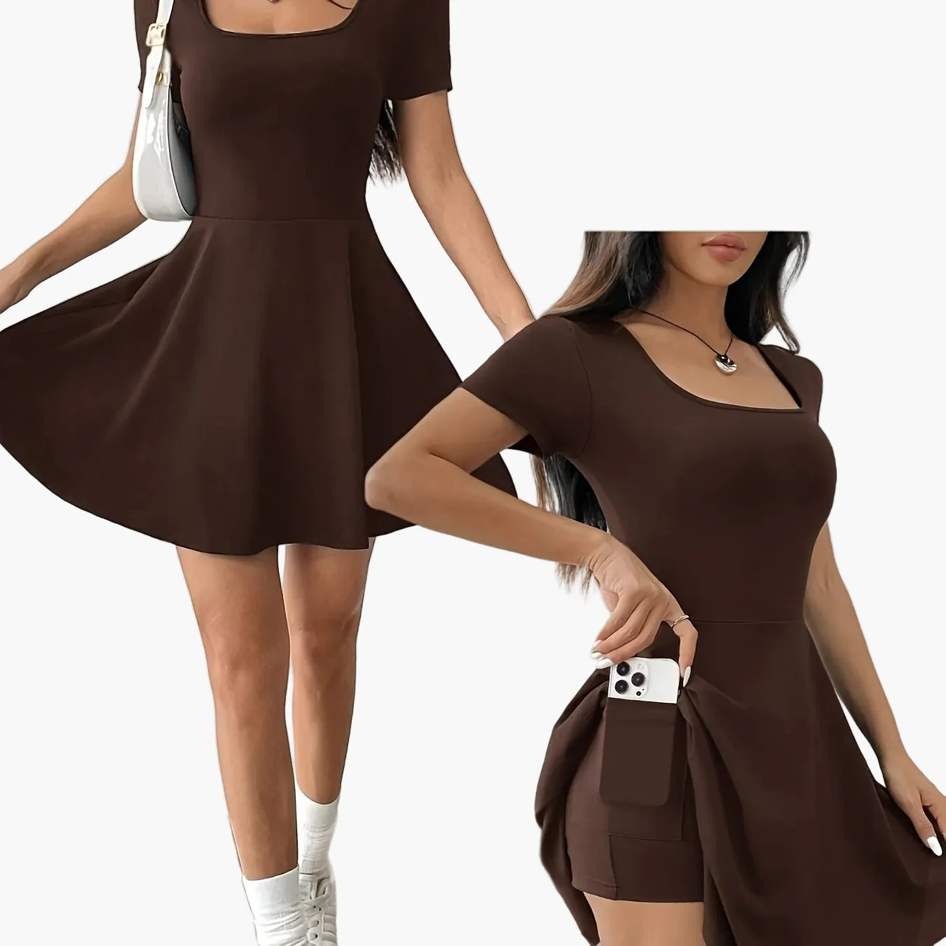 Robe courte élégante pour femme - Style décontracté et tendance, idéale pour l'été - Image 3