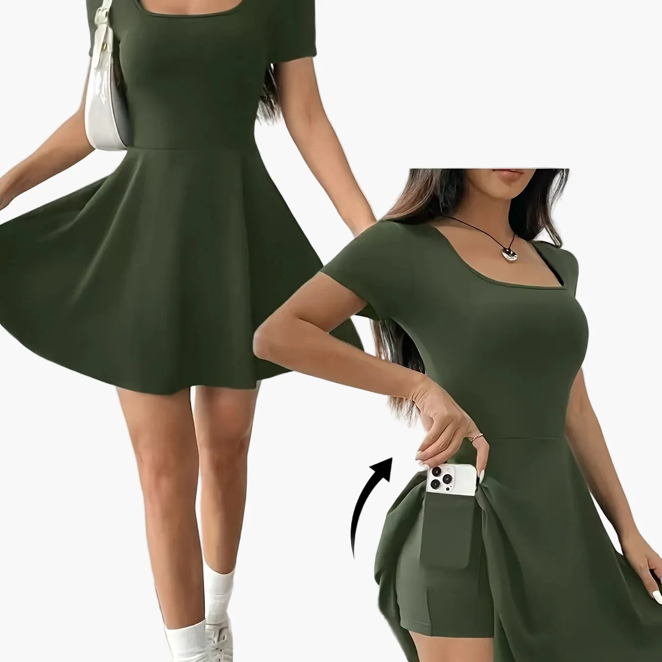 Robe courte élégante pour femme - Style décontracté et tendance, idéale pour l'été - Image 8