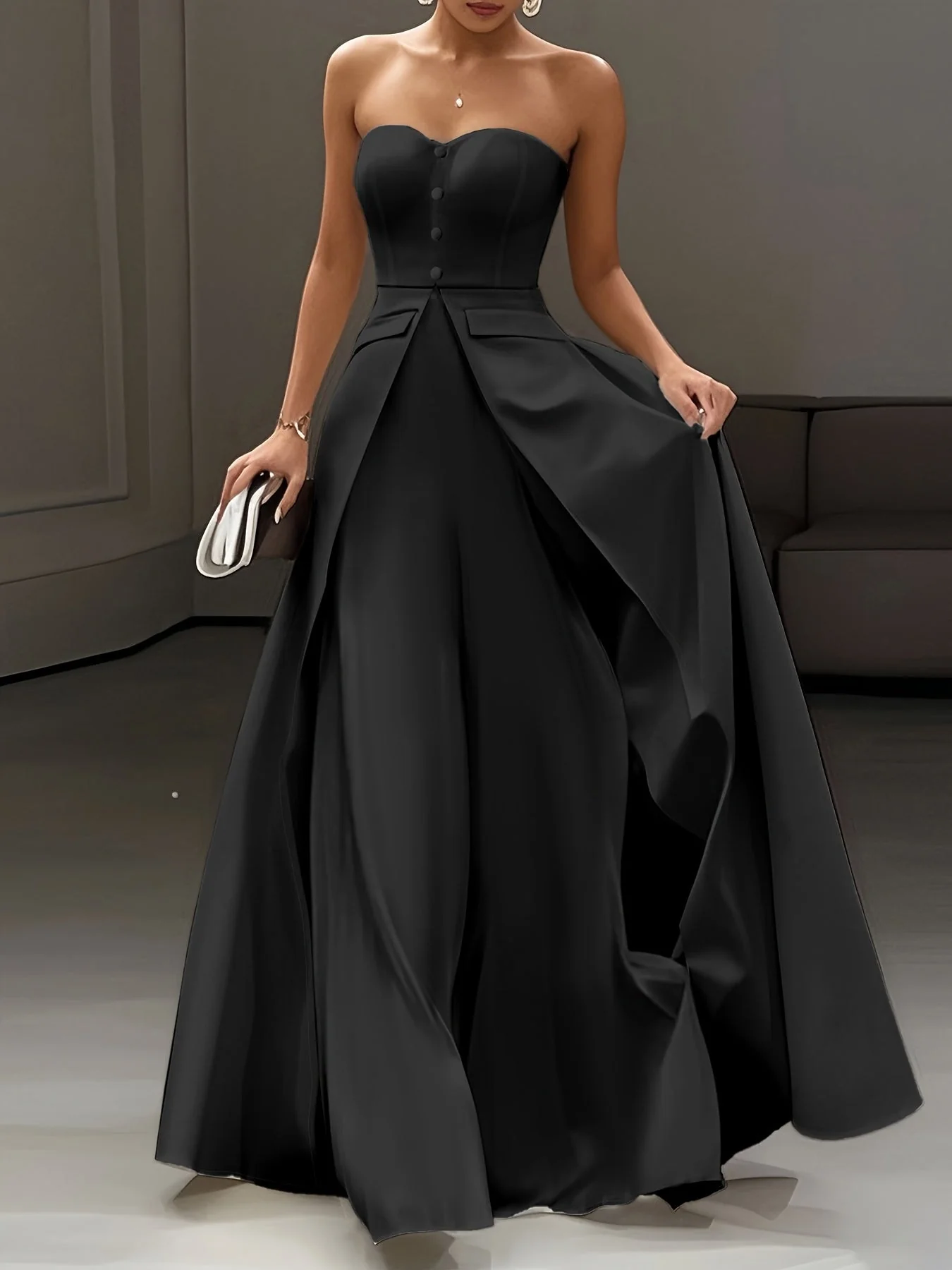 Robe de soirée élégante femme bustier style princesse pour occasions spéciales - Image 3