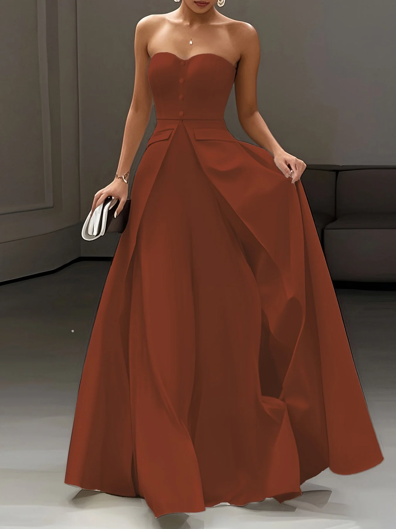 Robe de soirée élégante femme bustier style princesse pour occasions spéciales - Image 5