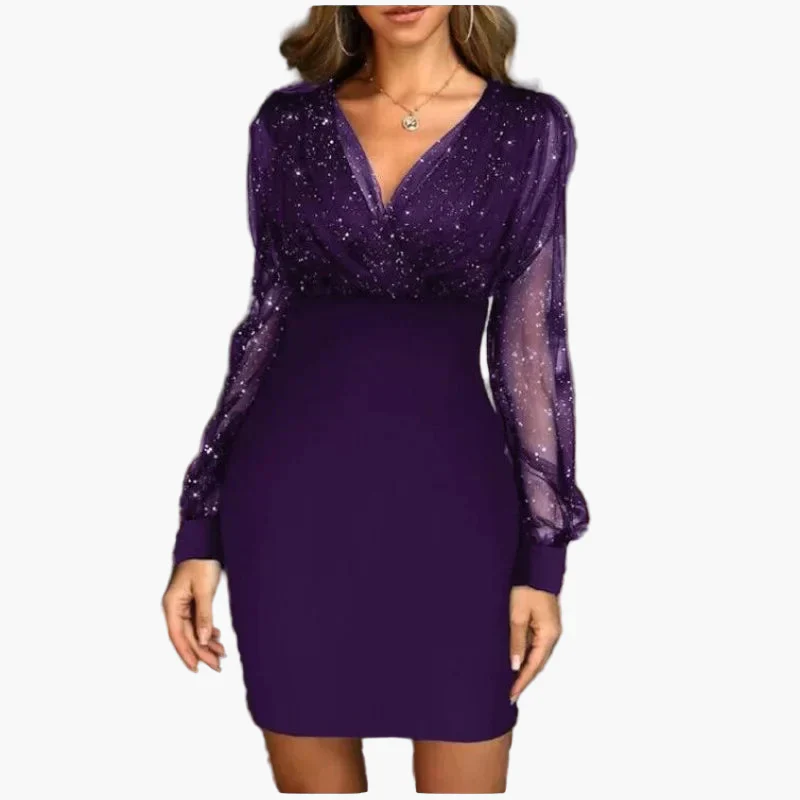 Robe de soirée élégante à manches longues transparentes pour femme - Style chic et glamour, idéale pour les fêtes et occasions spéciales - Image 4