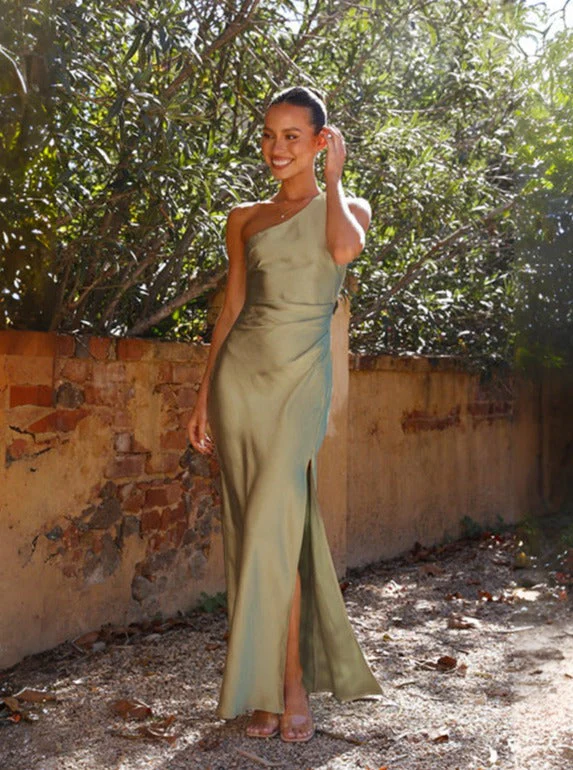 Robe de soirée femme une épaule fendue élégante pour occasions spéciales - Image 2