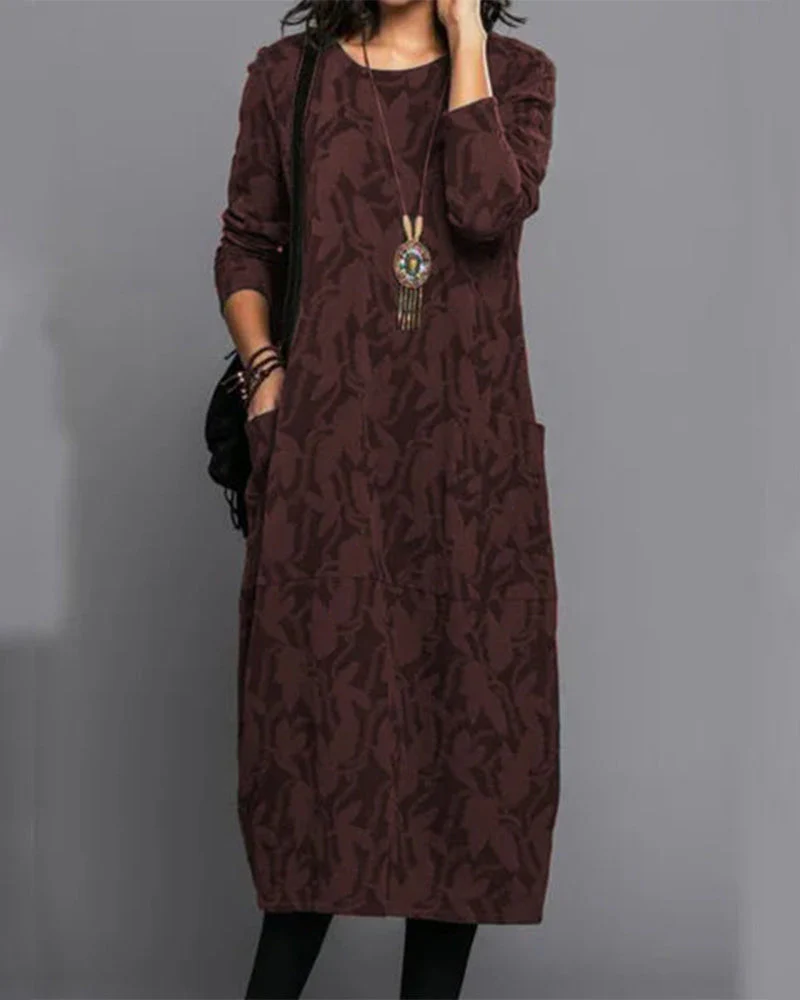 Robe Décontractée Élégante Femme Style Oversize Automne Hiver à Poches - Image 2