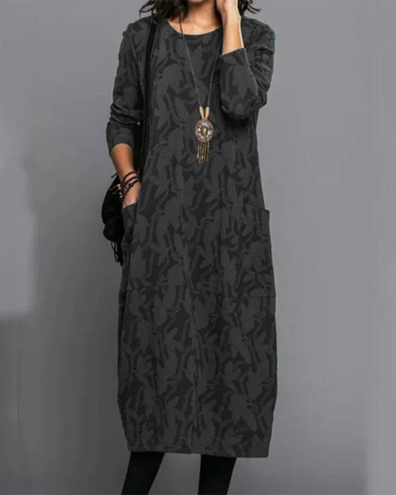 Robe Décontractée Élégante Femme Style Oversize Automne Hiver à Poches - Image 3