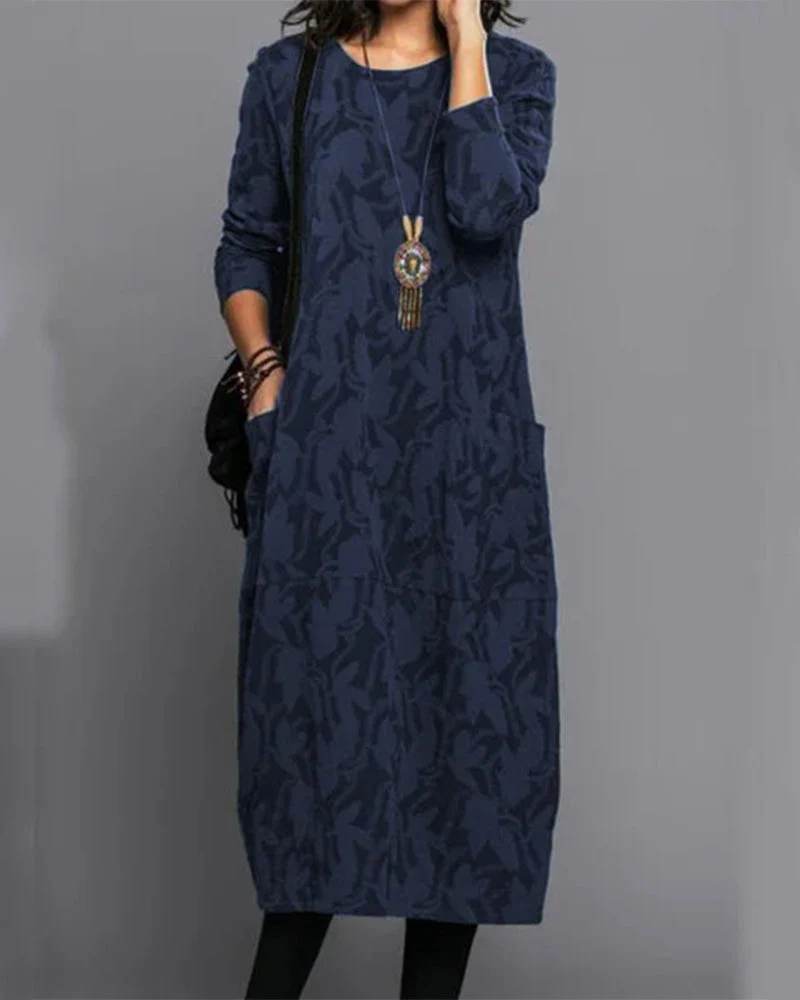 Robe Décontractée Élégante Femme Style Oversize Automne Hiver à Poches - Image 4