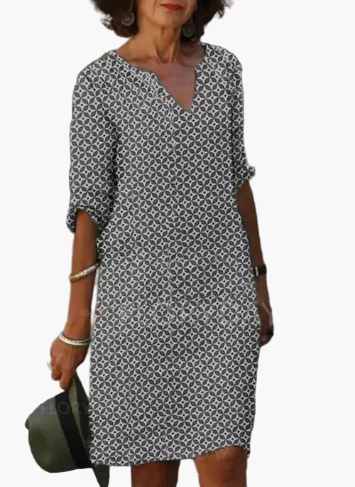 Robe décontractée estivale pour femme à motif géométrique, style chic et confortable - Image 3