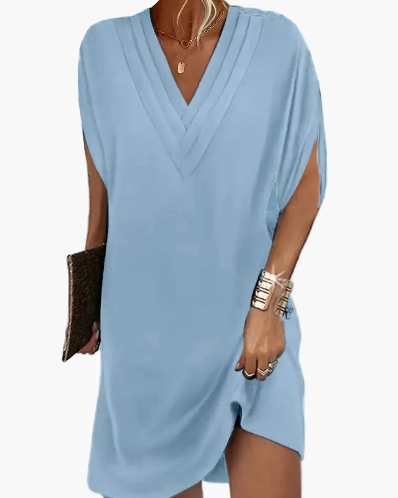 Robe décontractée femme col en V manches fendues style chic pour toutes occasions - Image 12