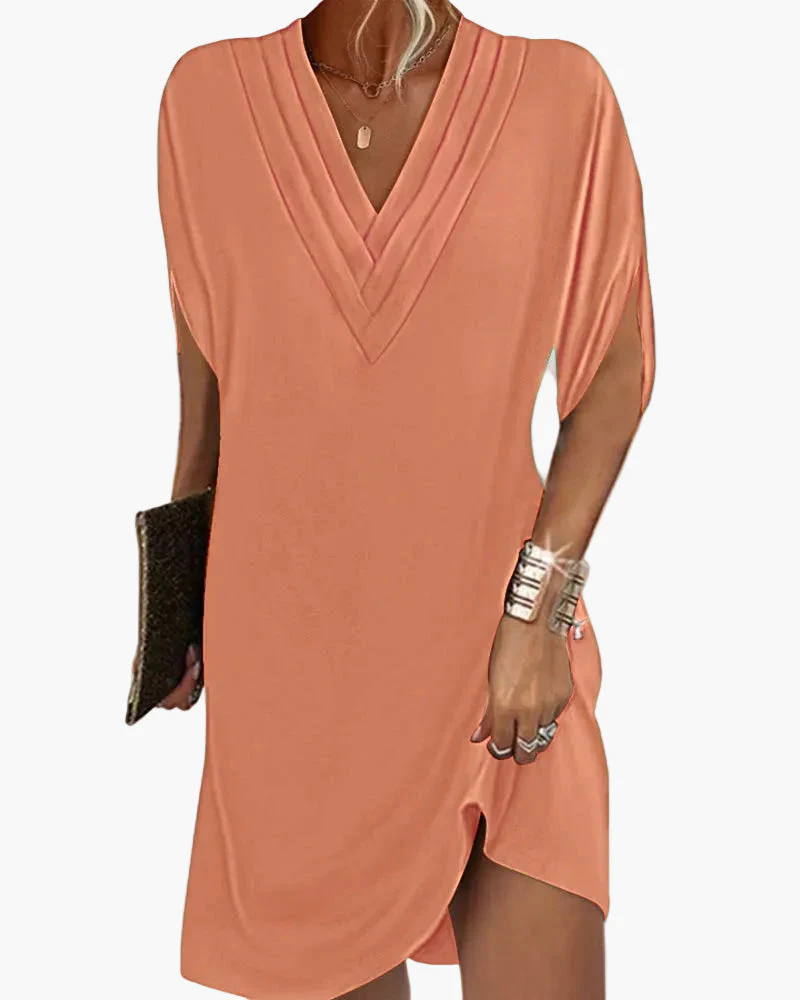 Robe décontractée femme col en V manches fendues style chic pour toutes occasions - Image 7