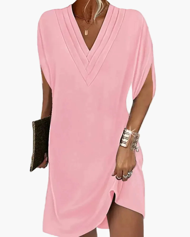 Robe décontractée femme col en V manches fendues style chic pour toutes occasions - Image 8