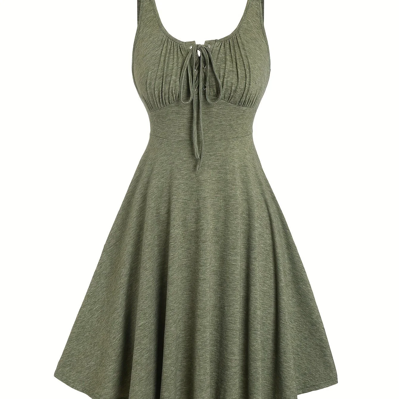 Robe décontractée pour femme à encolure ajourée et bretelles à œillets, style évasé printemps-été - Image 12