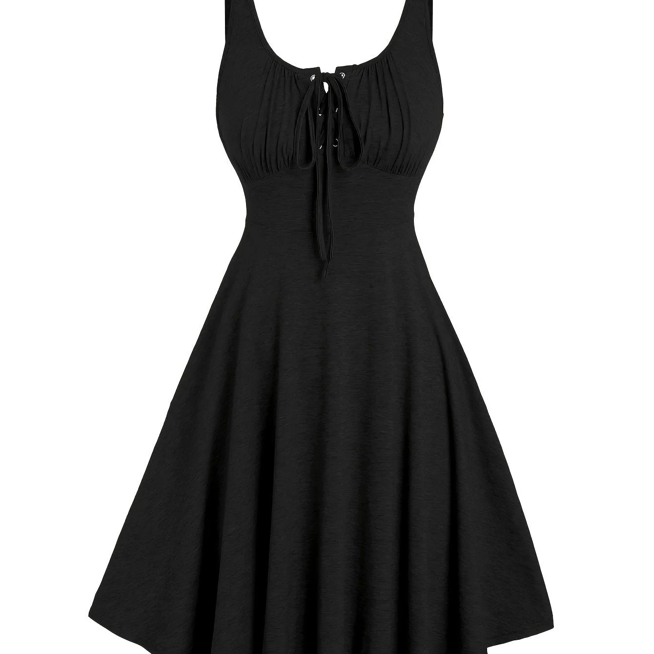 Robe décontractée pour femme à encolure ajourée et bretelles à œillets, style évasé printemps-été - Image 13