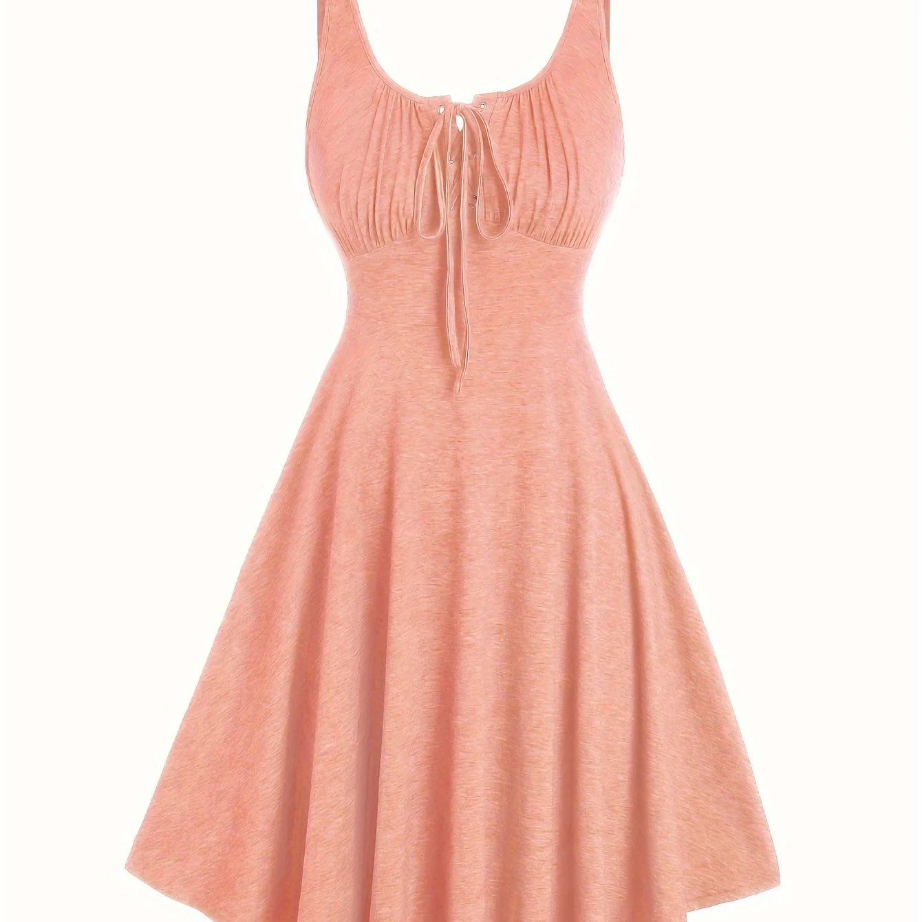 Robe décontractée pour femme à encolure ajourée et bretelles à œillets, style évasé printemps-été - Image 14