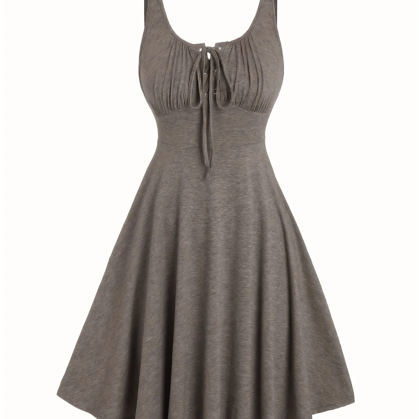 Robe décontractée pour femme à encolure ajourée et bretelles à œillets, style évasé printemps-été - Image 15