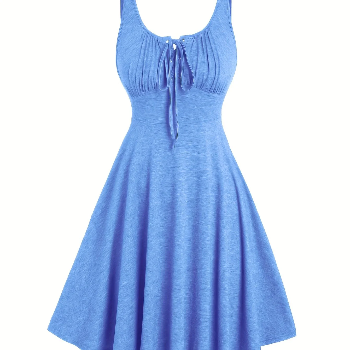 Robe décontractée pour femme à encolure ajourée et bretelles à œillets, style évasé printemps-été - Image 16