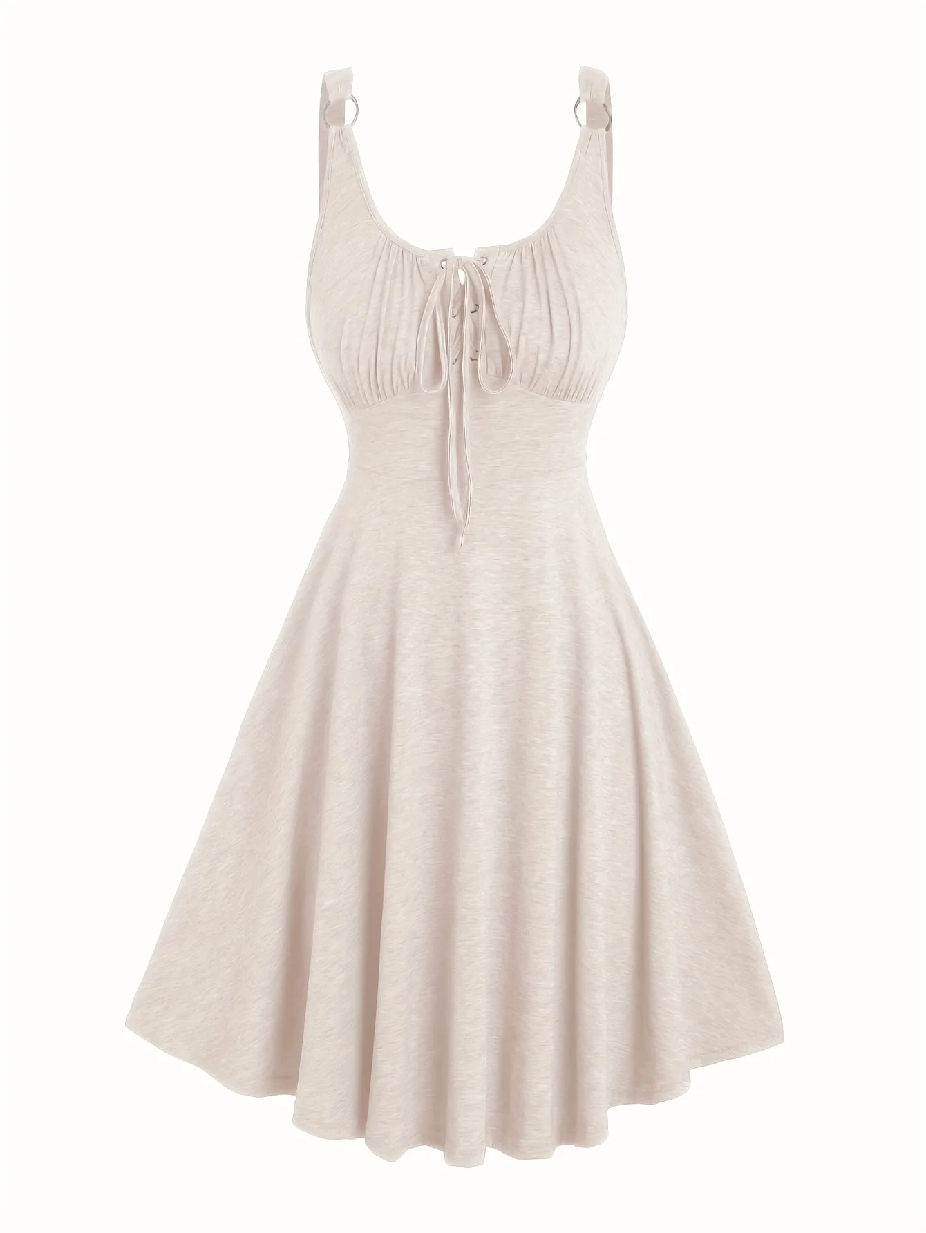 Robe décontractée pour femme à encolure ajourée et bretelles à œillets, style évasé printemps-été - Image 6