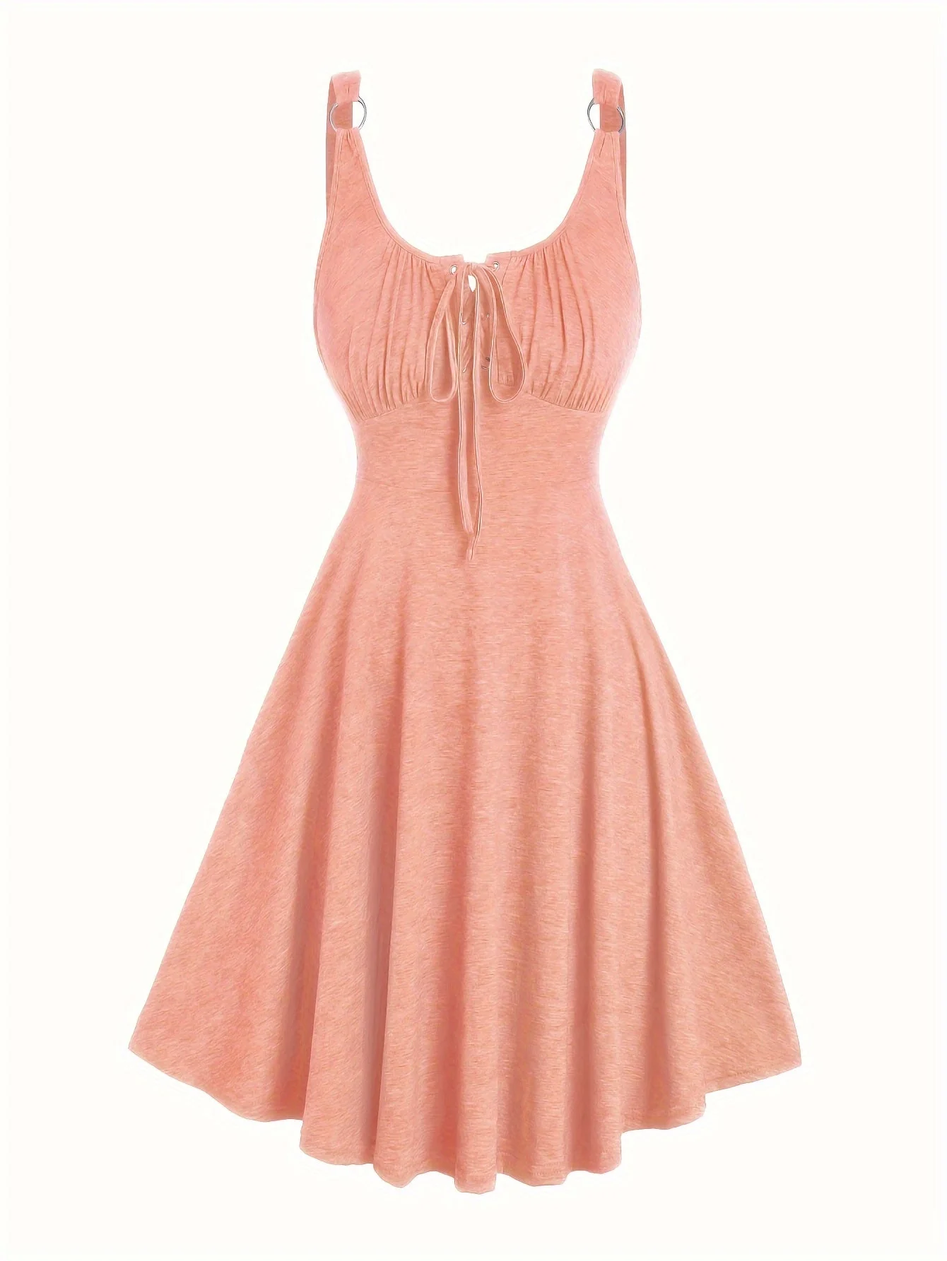 Robe décontractée pour femme à encolure ajourée et bretelles à œillets, style évasé printemps-été - Image 9