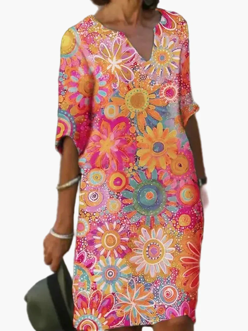 Robe décontractée femme à imprimé floral style bohème pour été et loisirs - Image 3