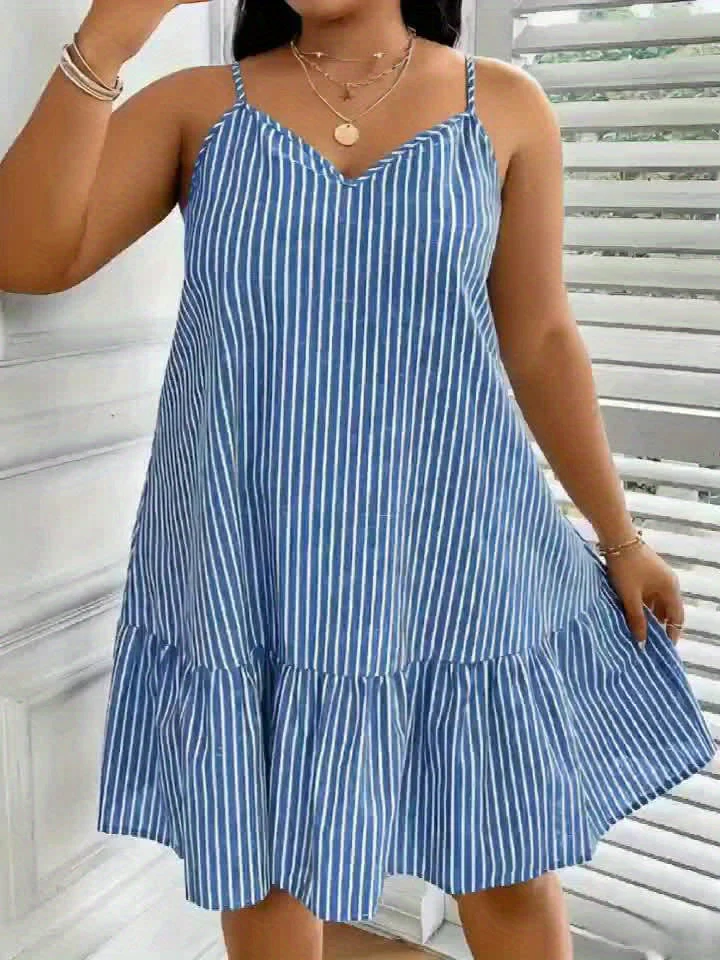 Robe décontractée pour femme à rayures, style ample, parfaite pour l'été et les sorties détente - Image 4
