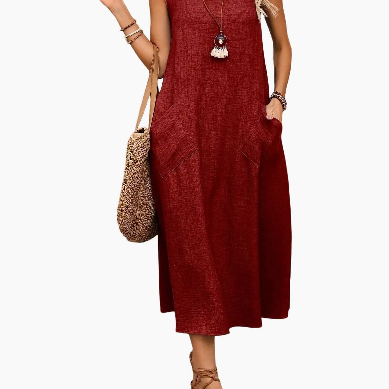 Robe décontractée femme sans manches style bohème pour été et loisirs - Image 10