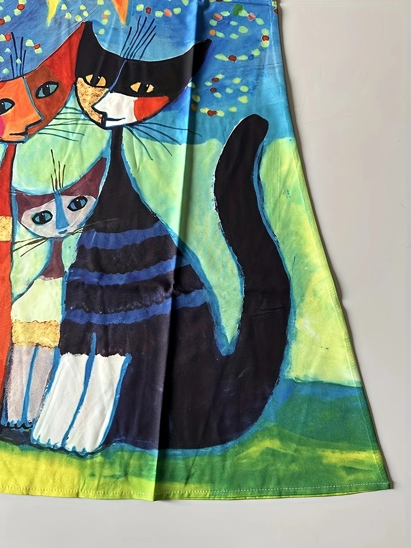 Robe décontractée femme style vintage motif artistique chats et soleil – idéale pour l'été et le printemps - Image 5