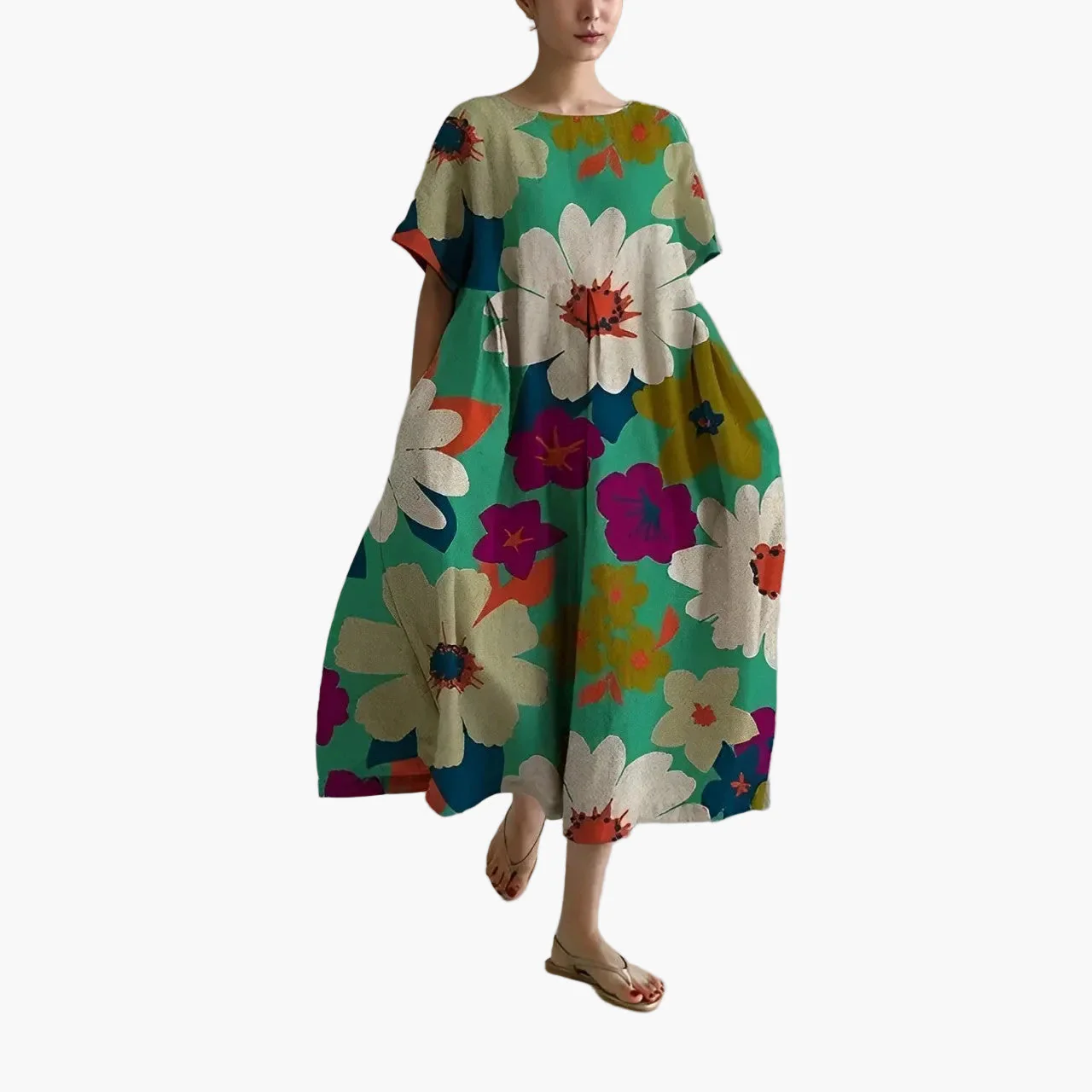 Robe décontractée imprimée fleurie pour femme, style ample et moderne, idéale pour l'été - Image 10