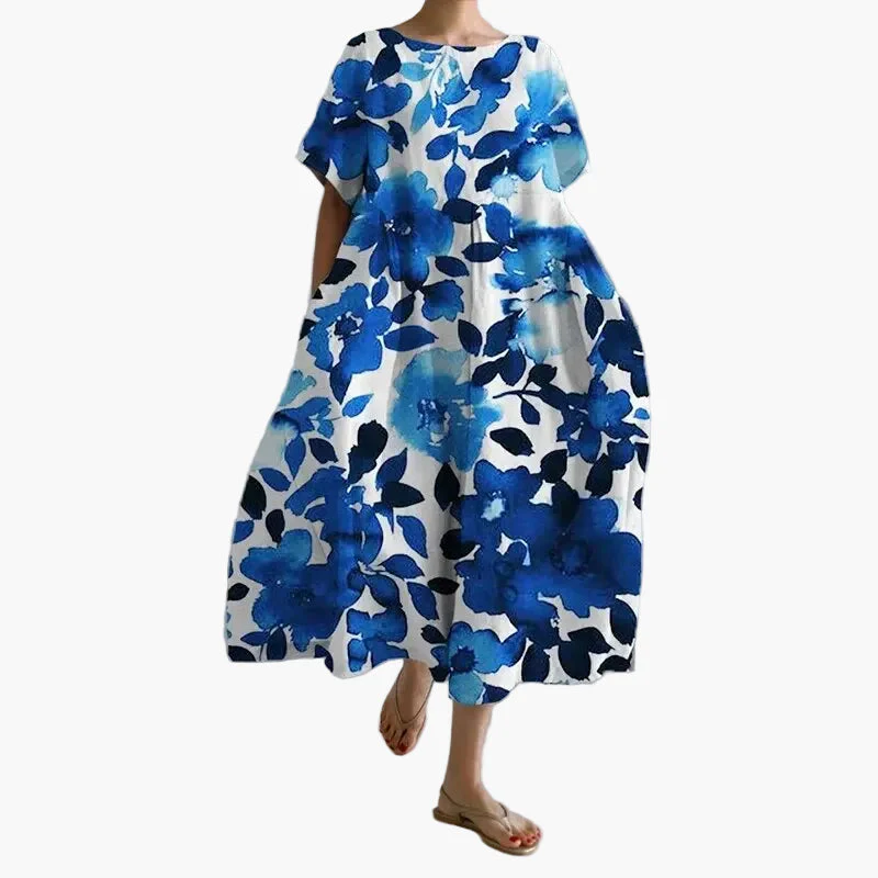Robe décontractée imprimée fleurie pour femme, style ample et moderne, idéale pour l'été - Image 11