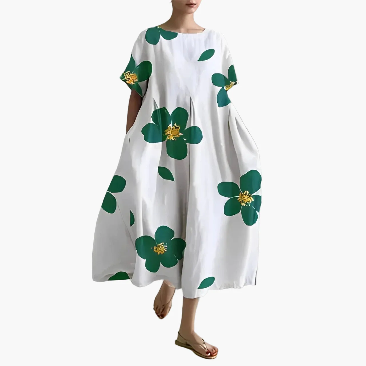 Robe décontractée imprimée fleurie pour femme, style ample et moderne, idéale pour l'été - Image 2