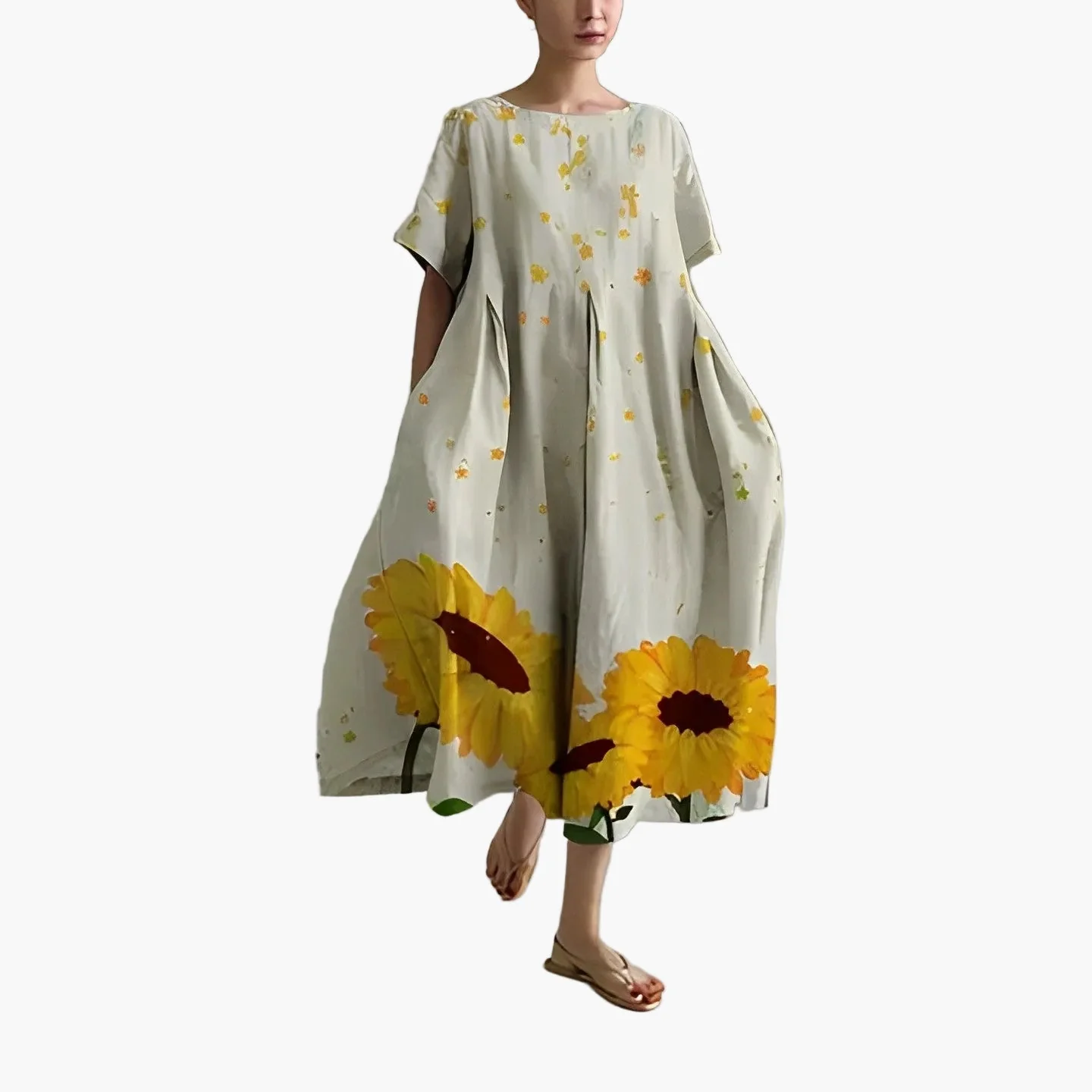 Robe décontractée imprimée fleurie pour femme, style ample et moderne, idéale pour l'été - Image 3