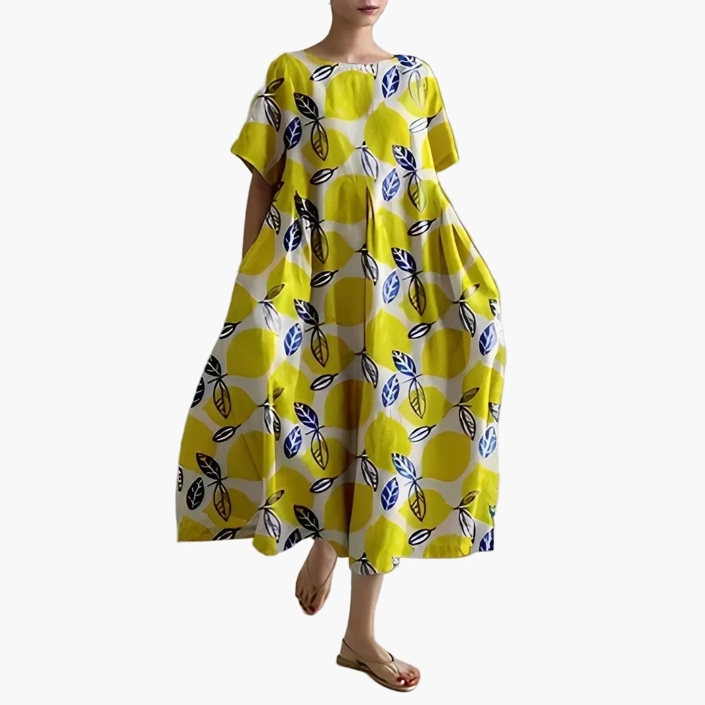 Robe décontractée imprimée fleurie pour femme, style ample et moderne, idéale pour l'été - Image 5