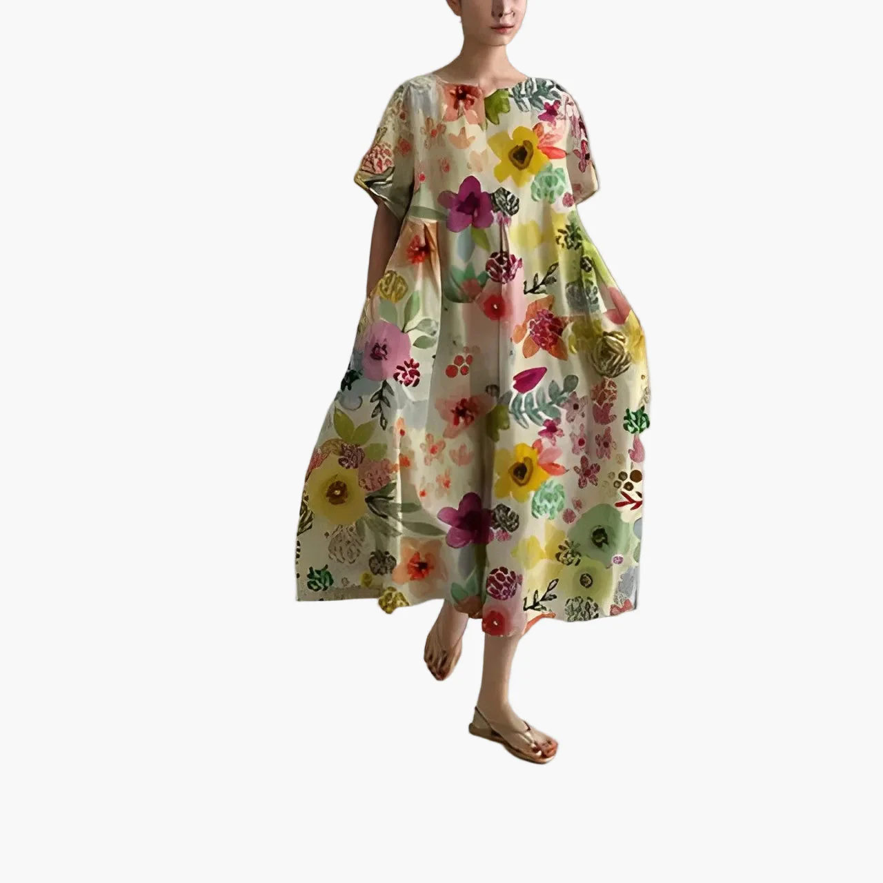 Robe décontractée imprimée fleurie pour femme, style ample et moderne, idéale pour l'été - Image 7